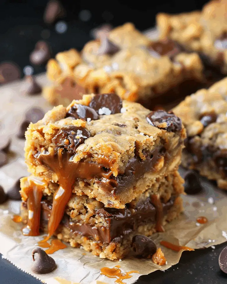 Salted Caramel Oatmeal Chocolate Chip Cookie Bars