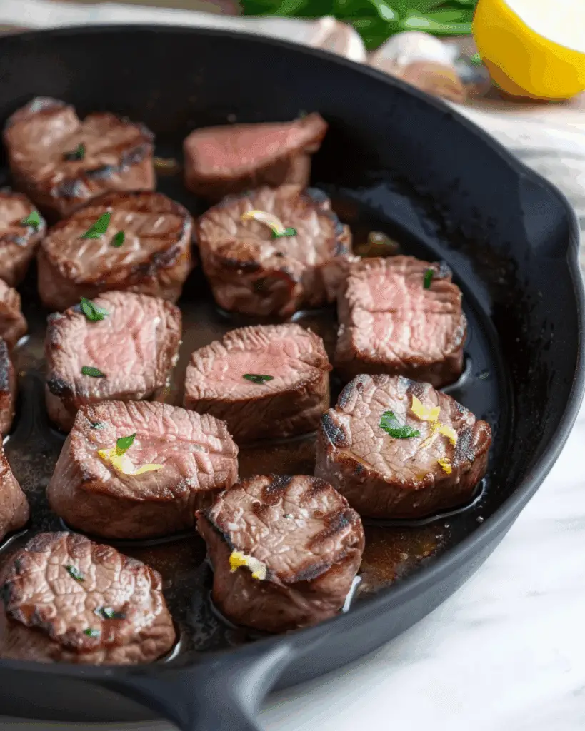 Skillet Garlic Lemon Butter Steak Bites