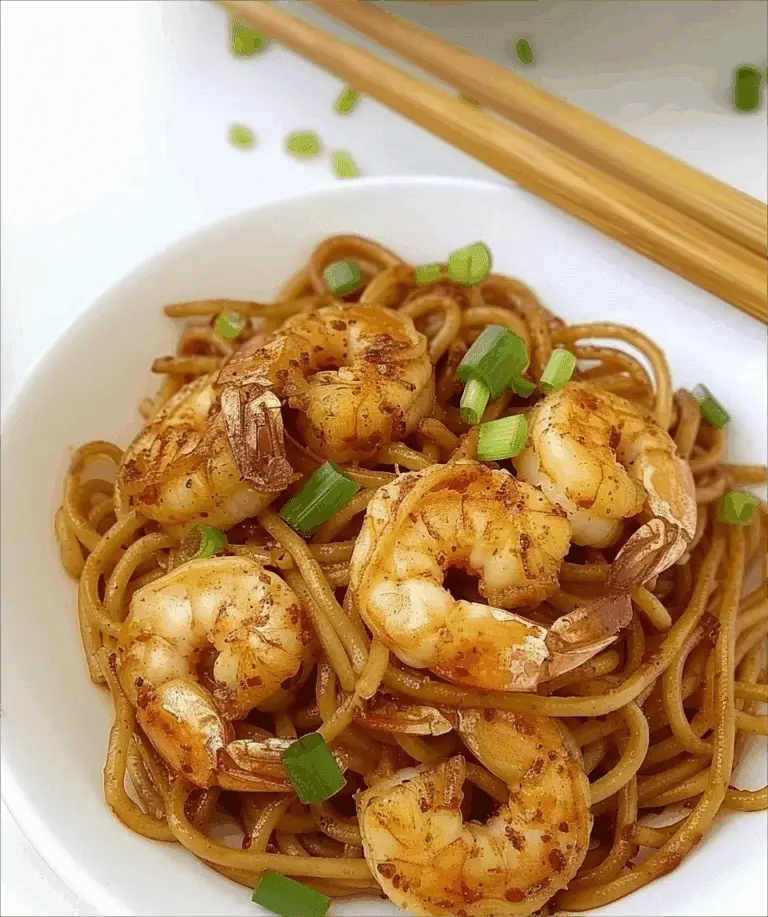 Spicy Garlic Noodles with Shrimp