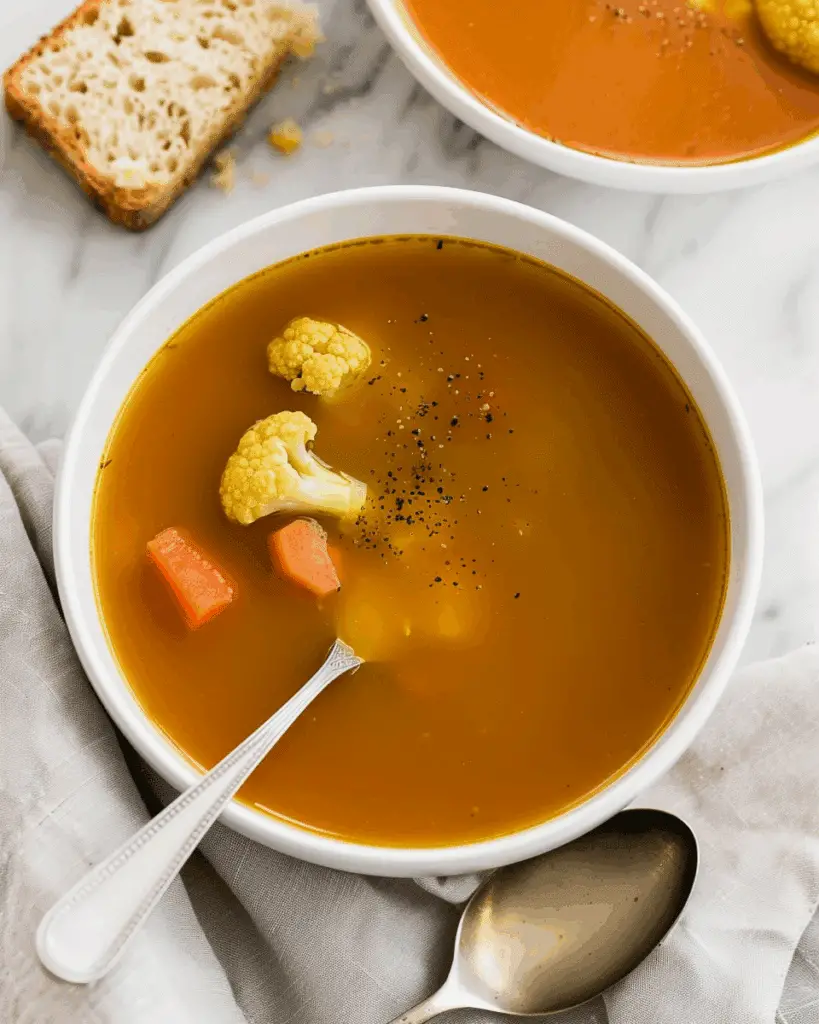 Vegan Turmeric Ginger Soup with Cauliflower