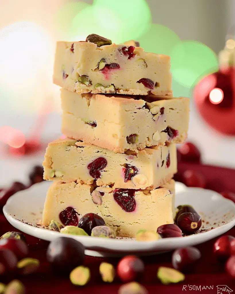 Almond Flour Cranberry Pistachio Shortbread
