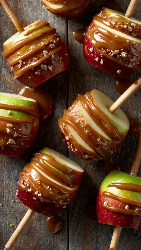 Caramel Apple Slices on a Stick