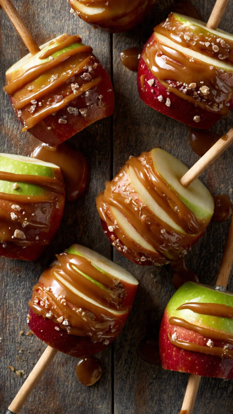 Caramel Apple Slices on a Stick