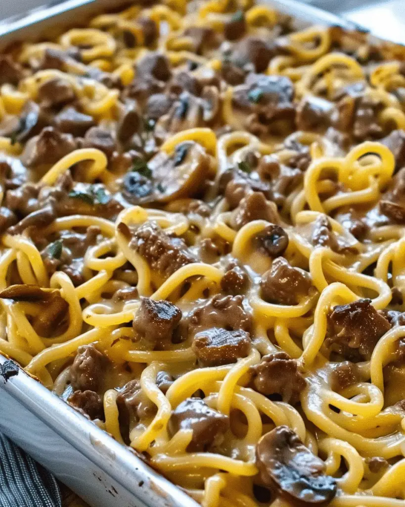 Creamy Beef Tetrazzini Casserole