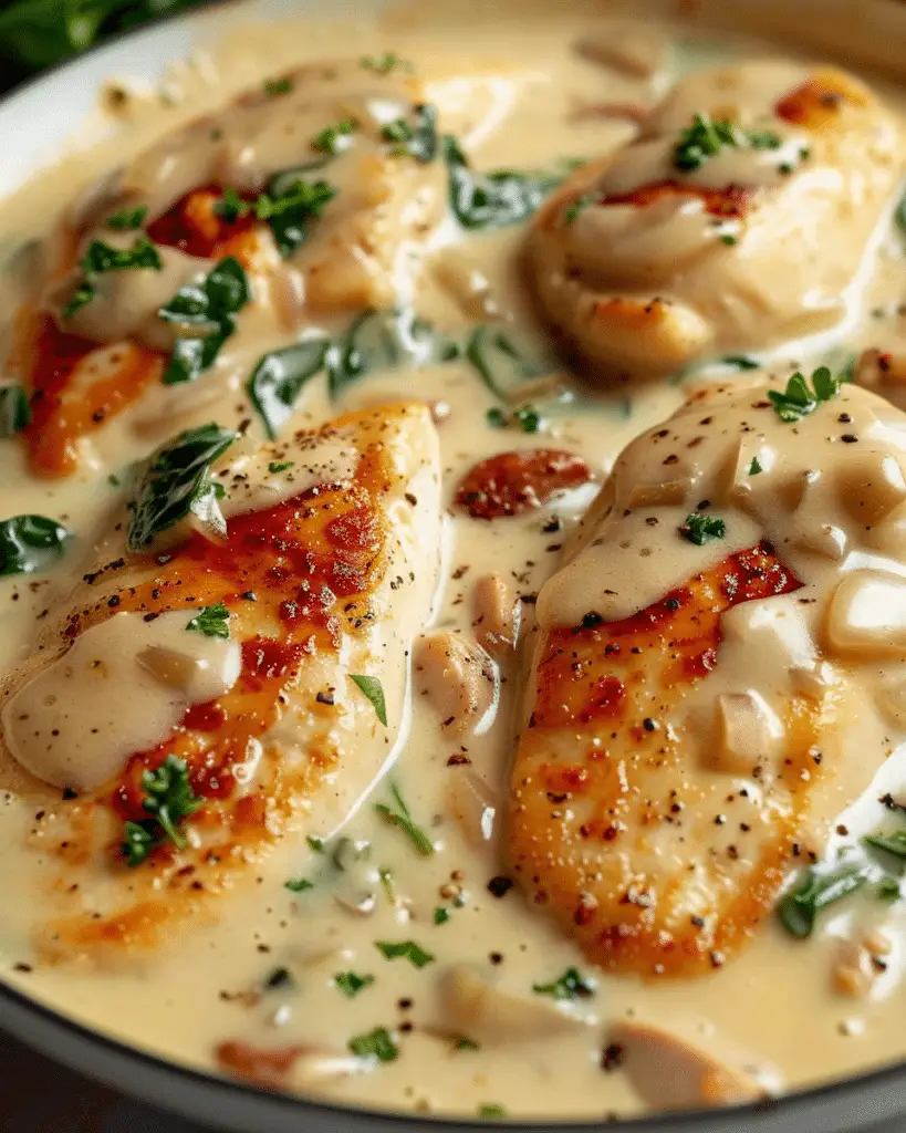 Creamy Garlic Skillet Chicken with Spinach