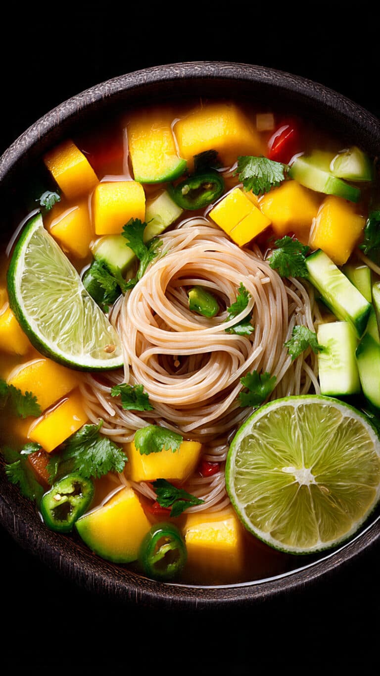 Cucumber Mango Miso Noodle Bowl