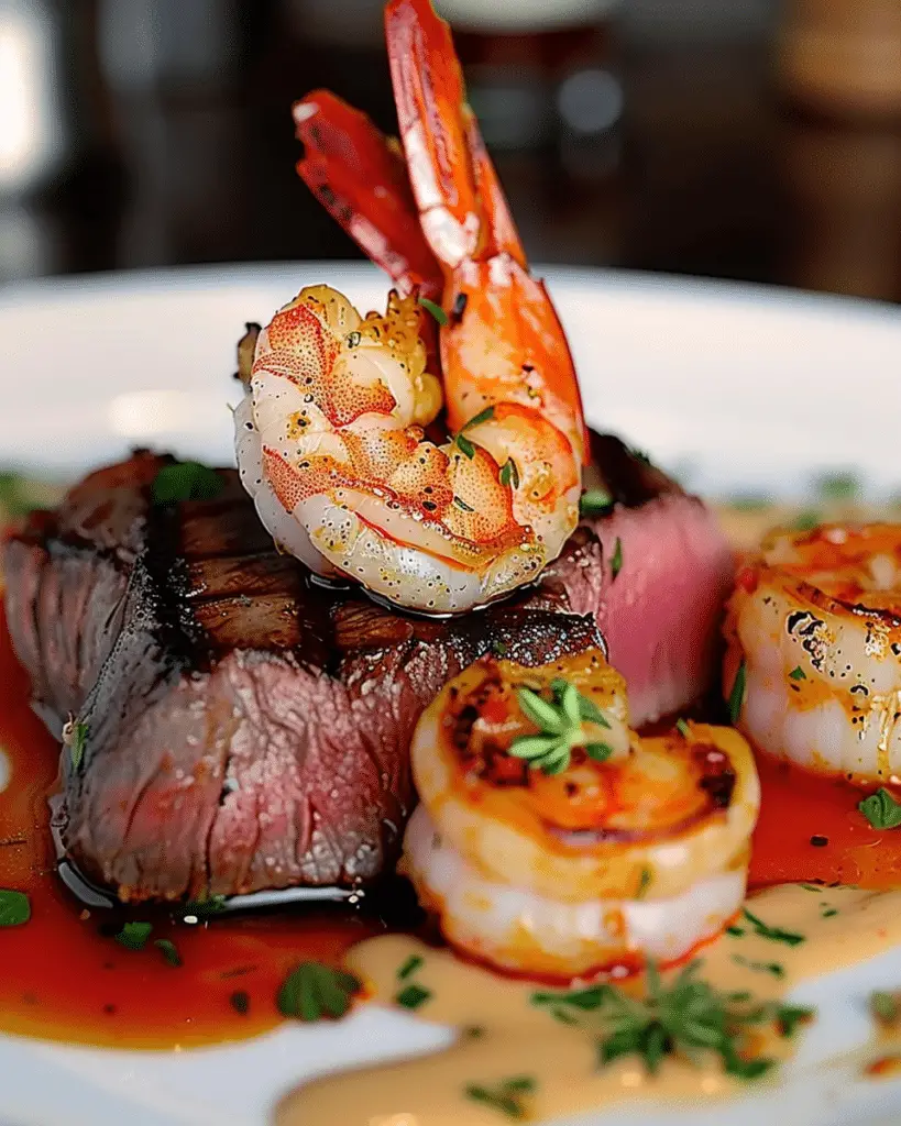 Filet Mignon with Grilled Shrimp & Lobster Sauce