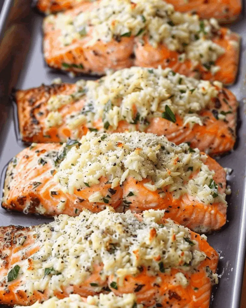 Garlic Butter Salmon with Parmesan Cauliflower Rice