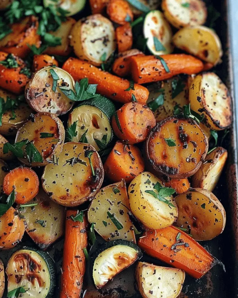 Garlic Herb Roasted Potatoes, Carrots, and Zucchini