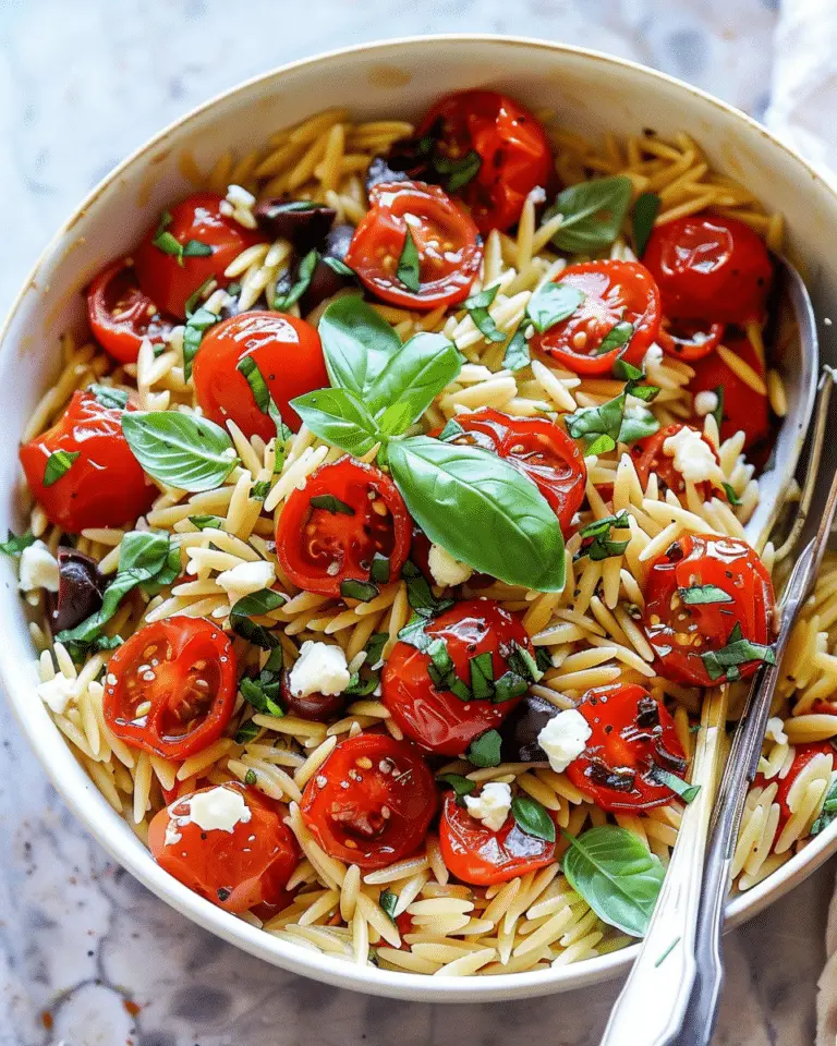 Greek Roasted Red Pepper Tomato Feta Orzo