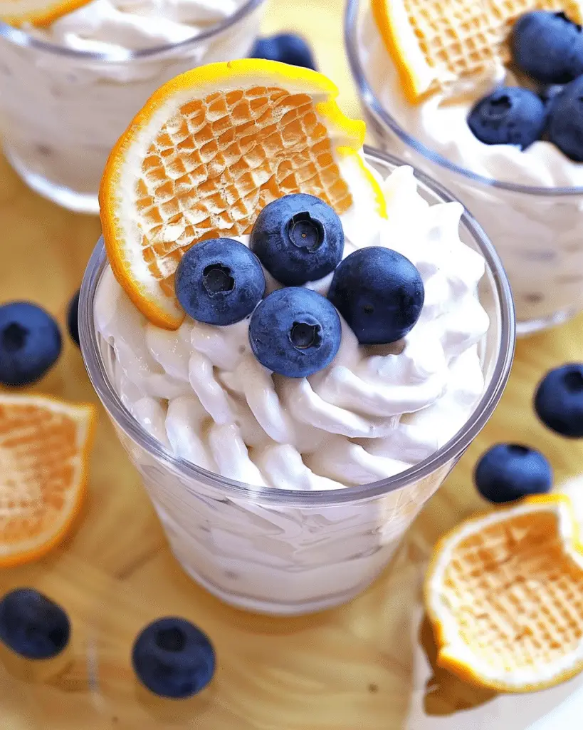 Lemon Blueberry Whipped Cottage Cheese Dessert