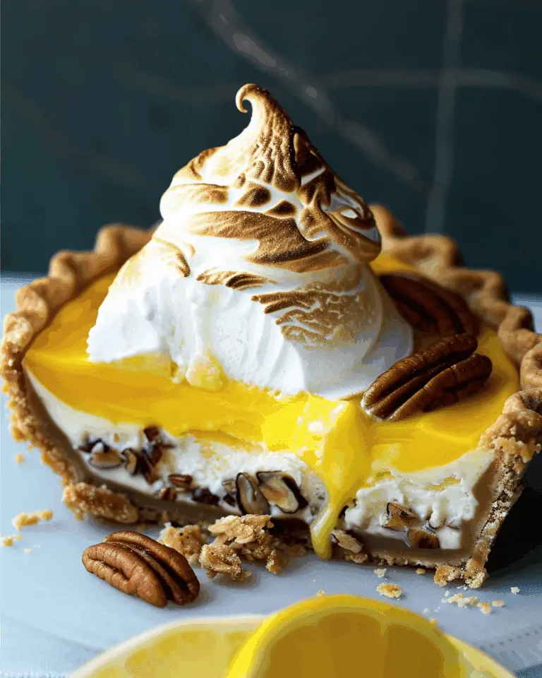 Lemon Meringue Ice Cream Pie in Toasted Pecan Crust