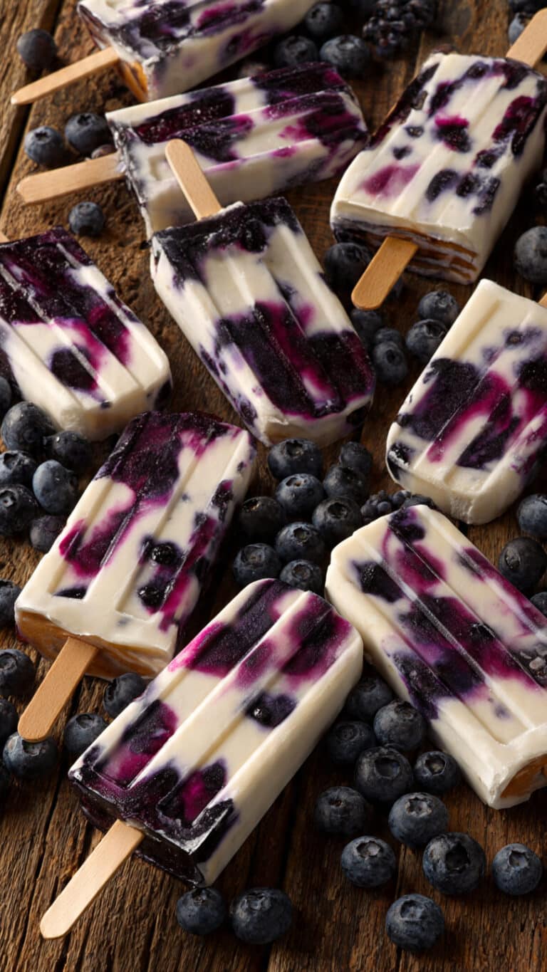 Low Sugar Blueberry Basil Popsicles (Vegan)
