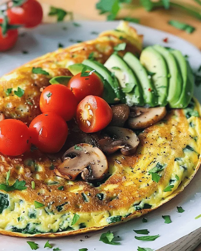 Mushroom & Spinach Omelette with Avocado & Cherry Tomatoes
