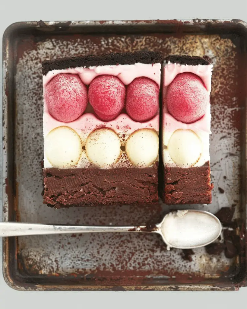 Neapolitan Cheesecake Brownie Slice