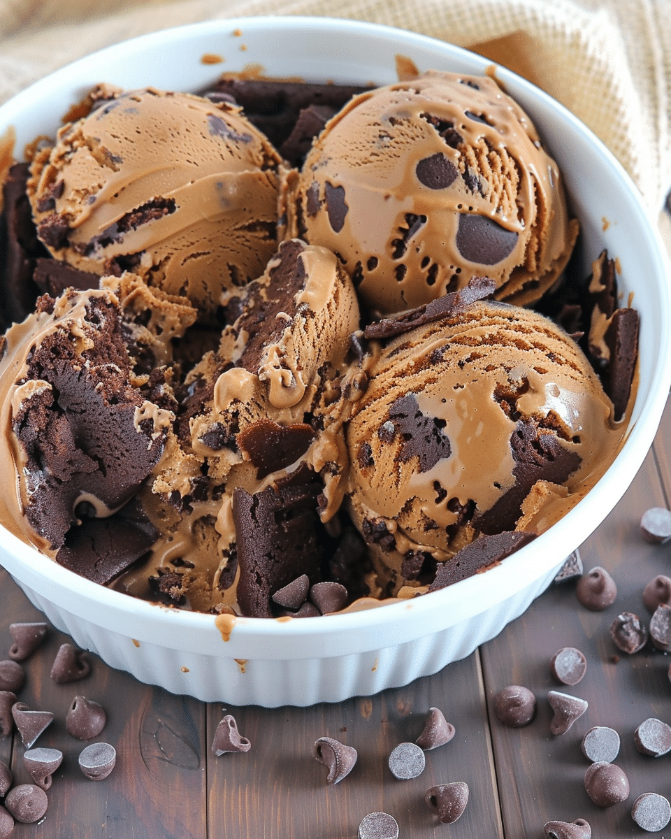 No Churn Biscoff Ice-Cream with Brownie Pieces