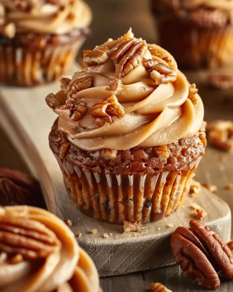 Pecan Pie Cupcakes with Brown Sugar Frosting