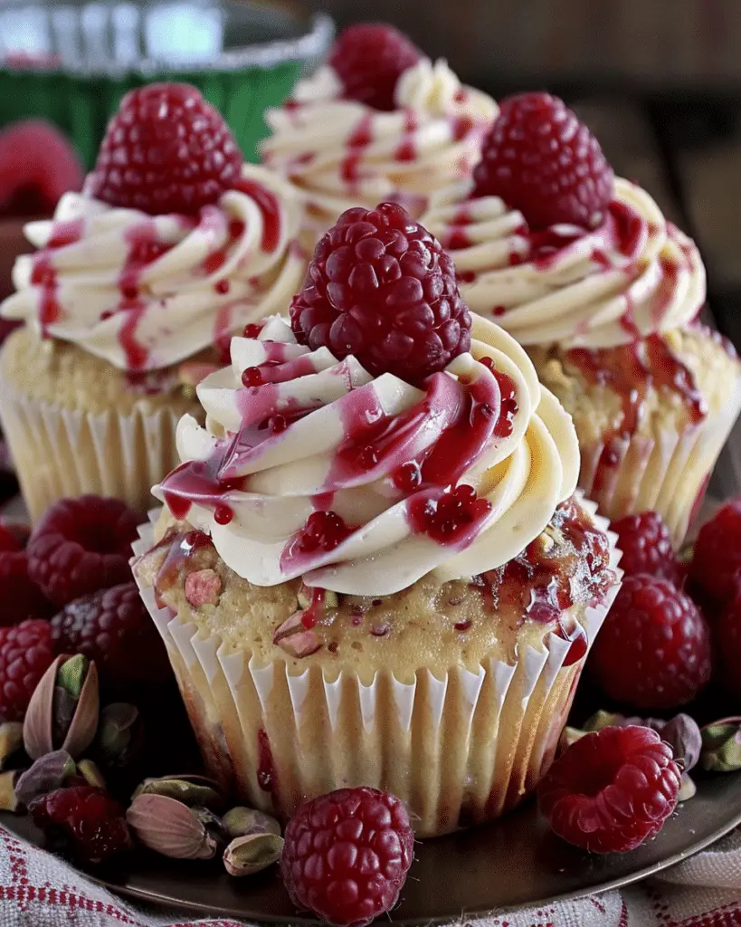 Pistachio Raspberry Cupcakes
