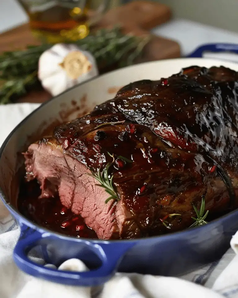 Pomegranate Glazed Leg of Lamb