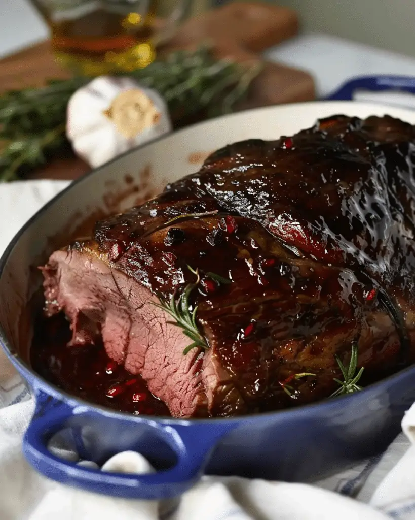 Pomegranate Glazed Leg of Lamb