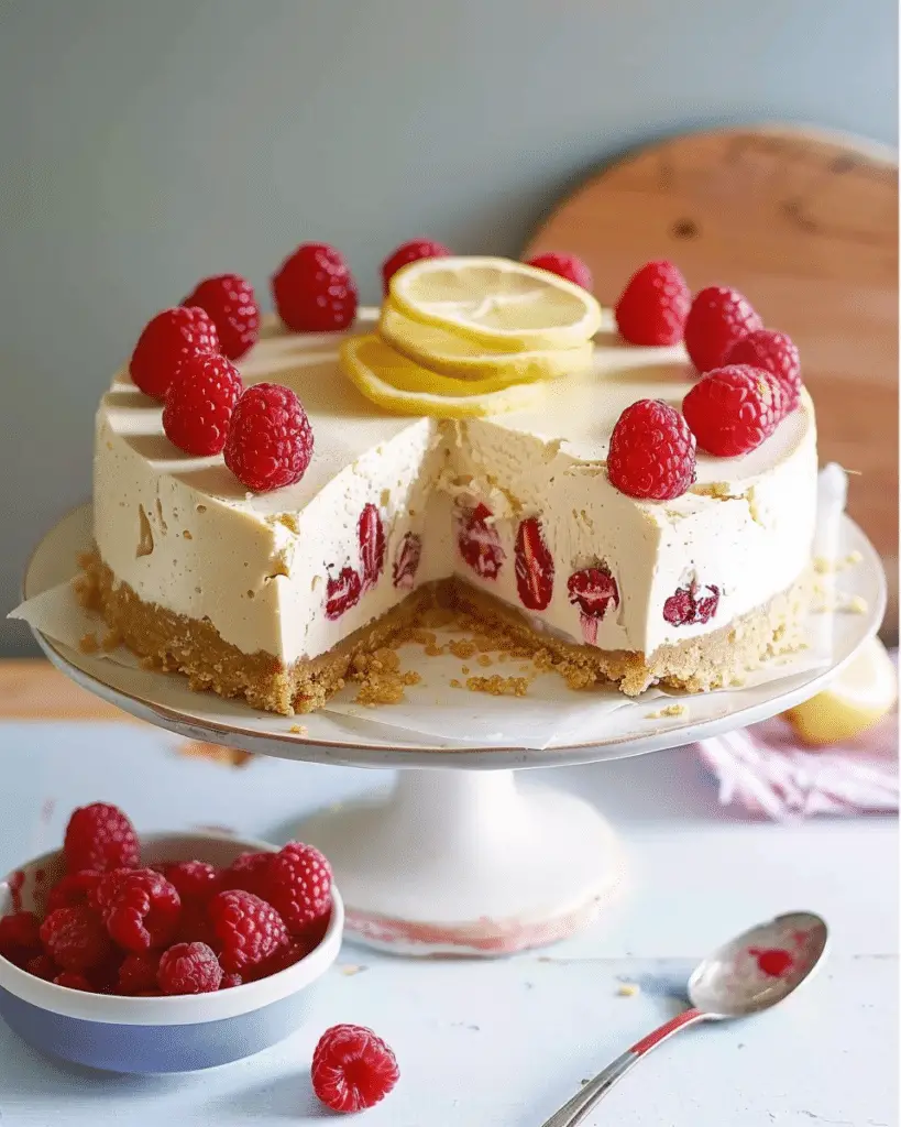 Raspberry Lemon Cheesecake (No Bake)