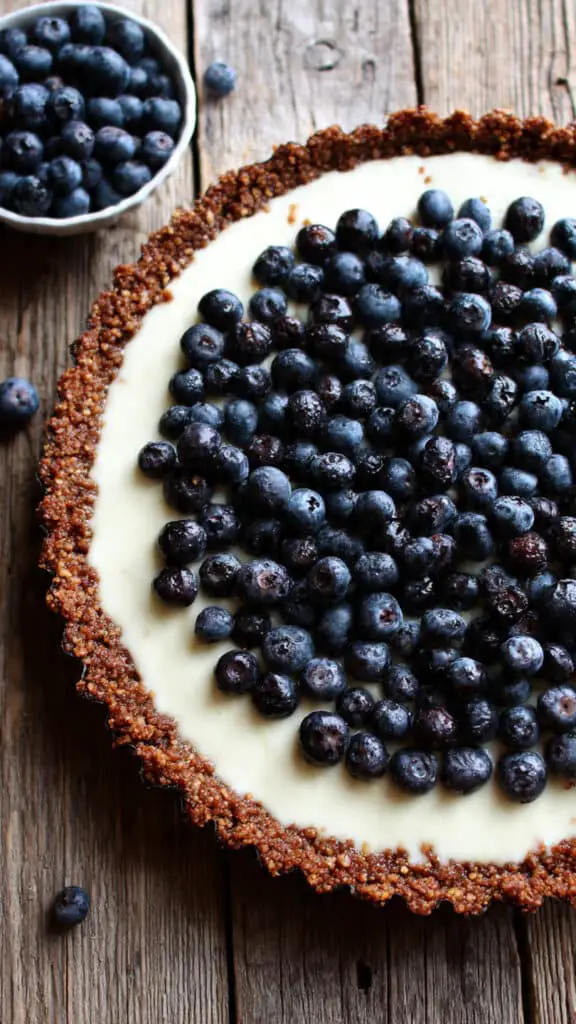 Ricotta Custard Blueberry Tart with Nut Crescent Crust