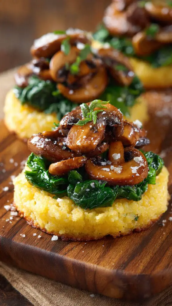 Spinach and Mushroom Polenta Stacks