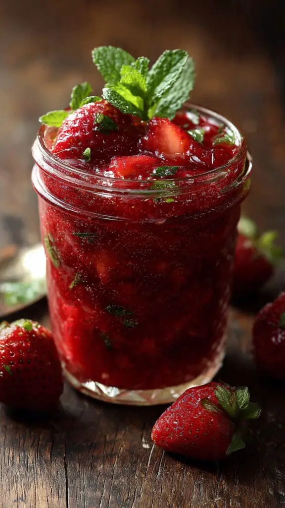 Strawberry Compote with Rose, Mint, and Honey