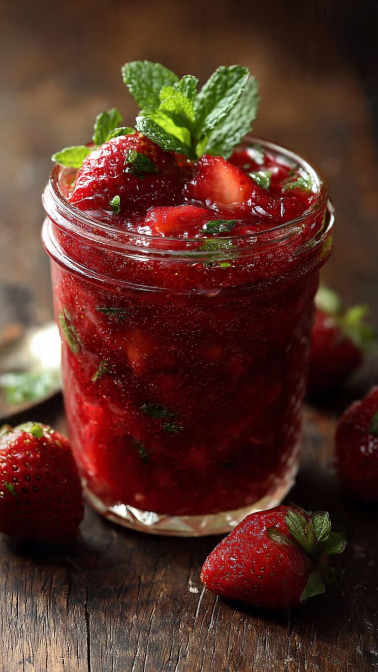 Strawberry Compote with Rose, Mint, and Honey