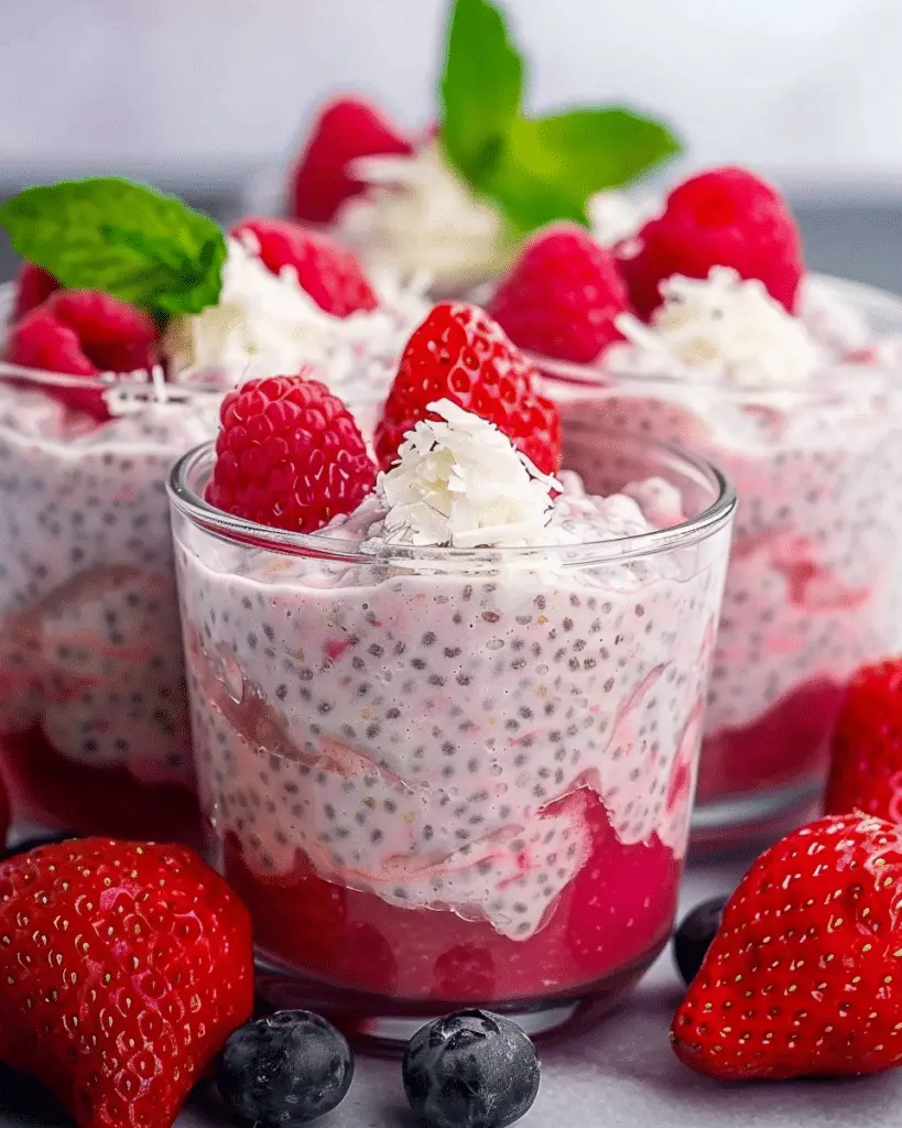 Strawberry Chia Seed Protein Pudding