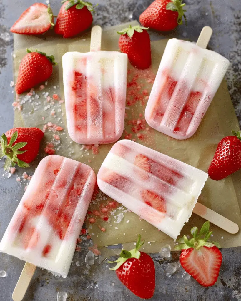 Strawberry Shortcake Greek Yogurt Popsicles