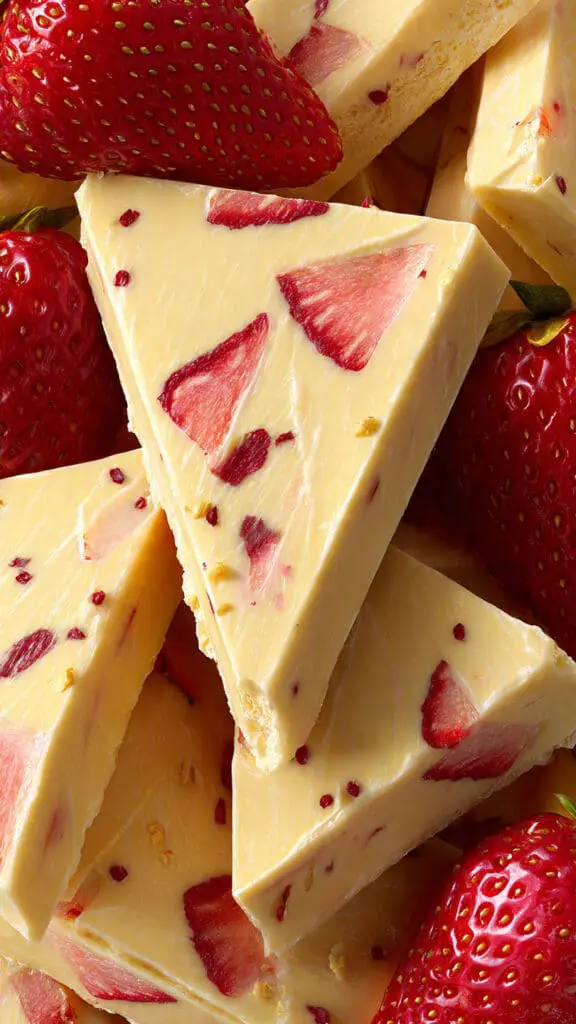Vanilla Frozen Yogurt Bark with Fresh Strawberries