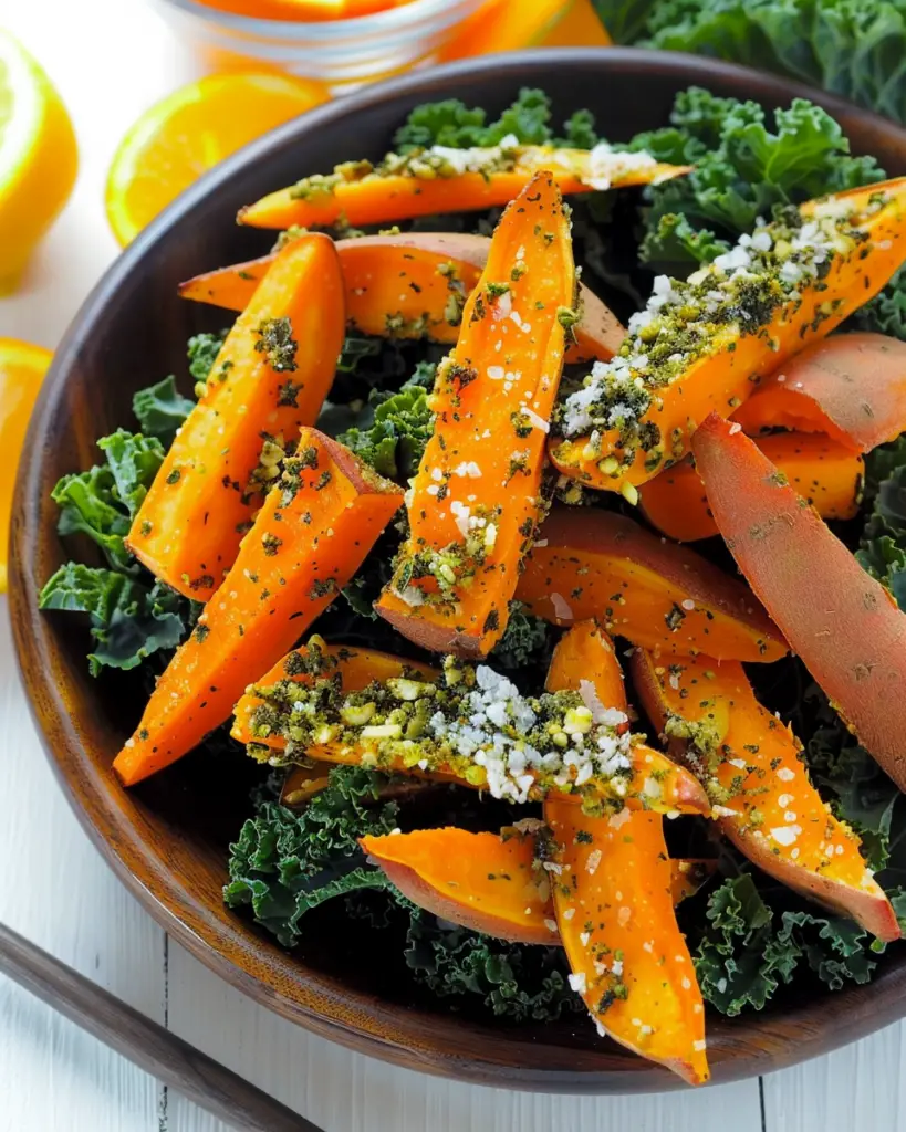 Za’atar Sweet Potatoes and Garlicky Kale