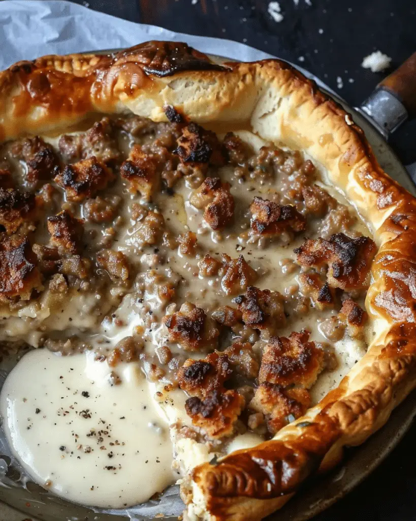 Sausage Gravy and Biscuit Pie