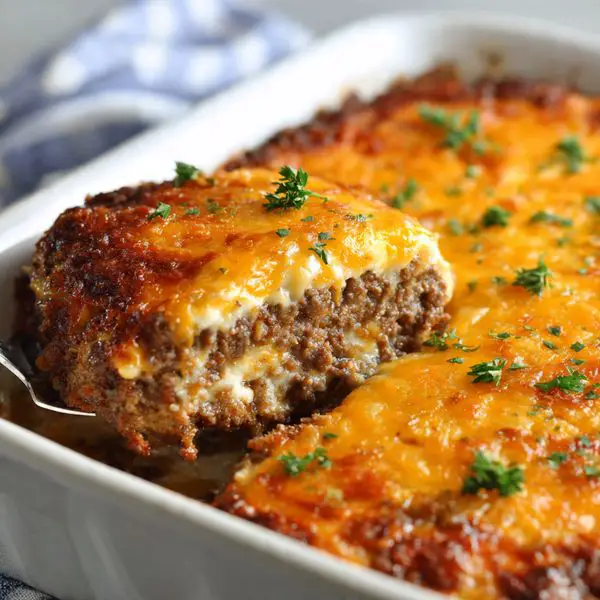Amish Hamburger Steak Bake with Creamy Gravy & Onions