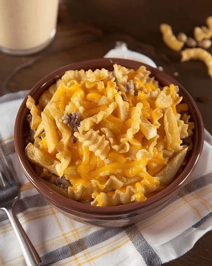 Comforting French Fry Casserole Bake with Ground Beef and Cheese