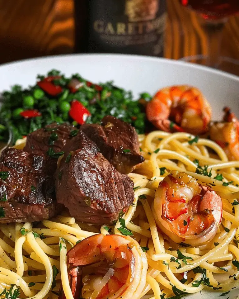 Garlic Butter Steak & Shrimp Pasta