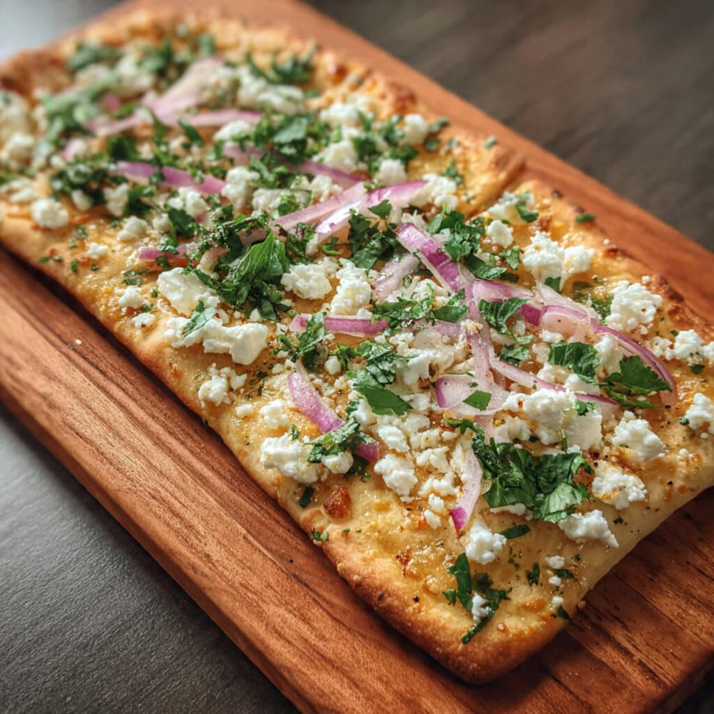 Mediterranean Hummus Flatbread with Feta