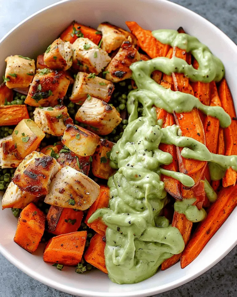 Mouthwatering Chicken & Sweet Potato Power Bowl with Zesty Avocado Sauce