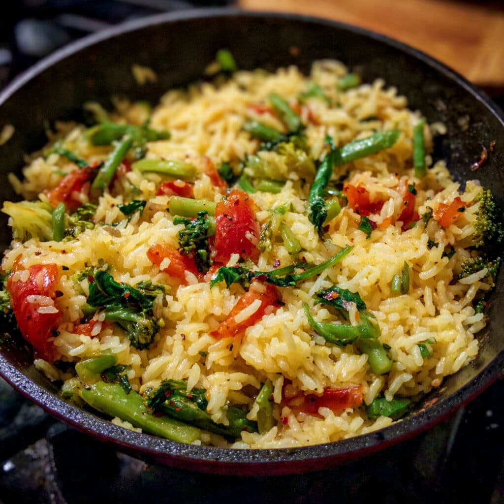One Pot Easy Cheesy Vegetables and Rice