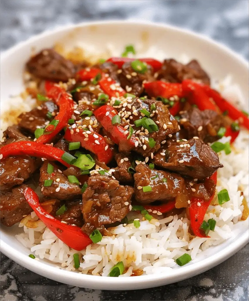 Pepper Steak Over Rice