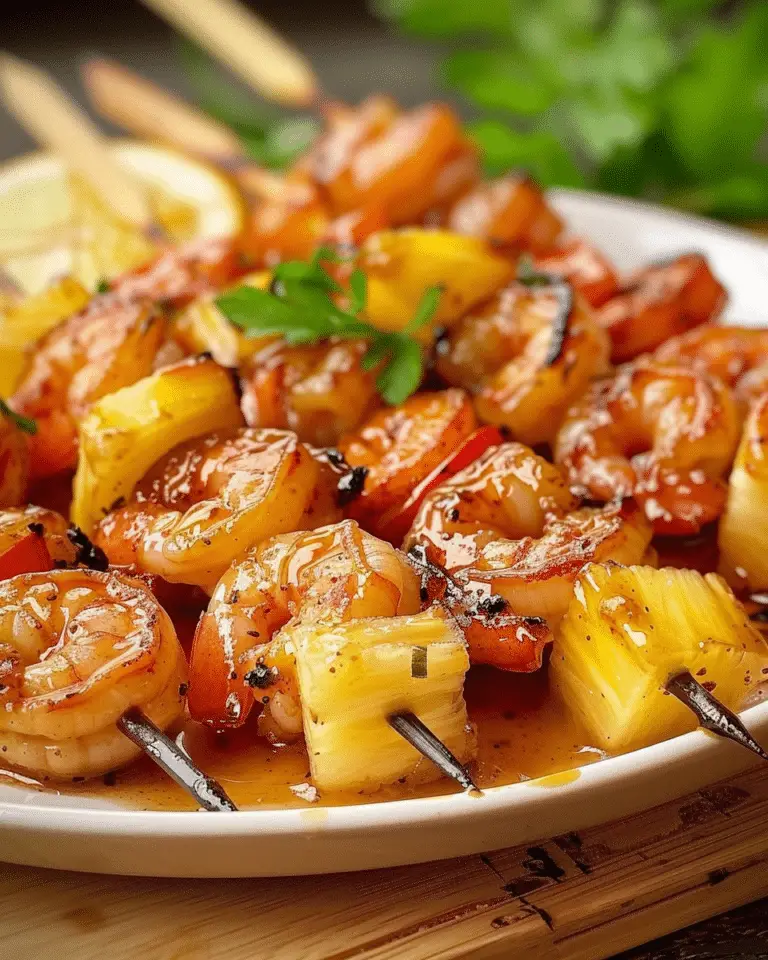 Shrimp Pineapple Skewers with a Spicy Honey Glaze