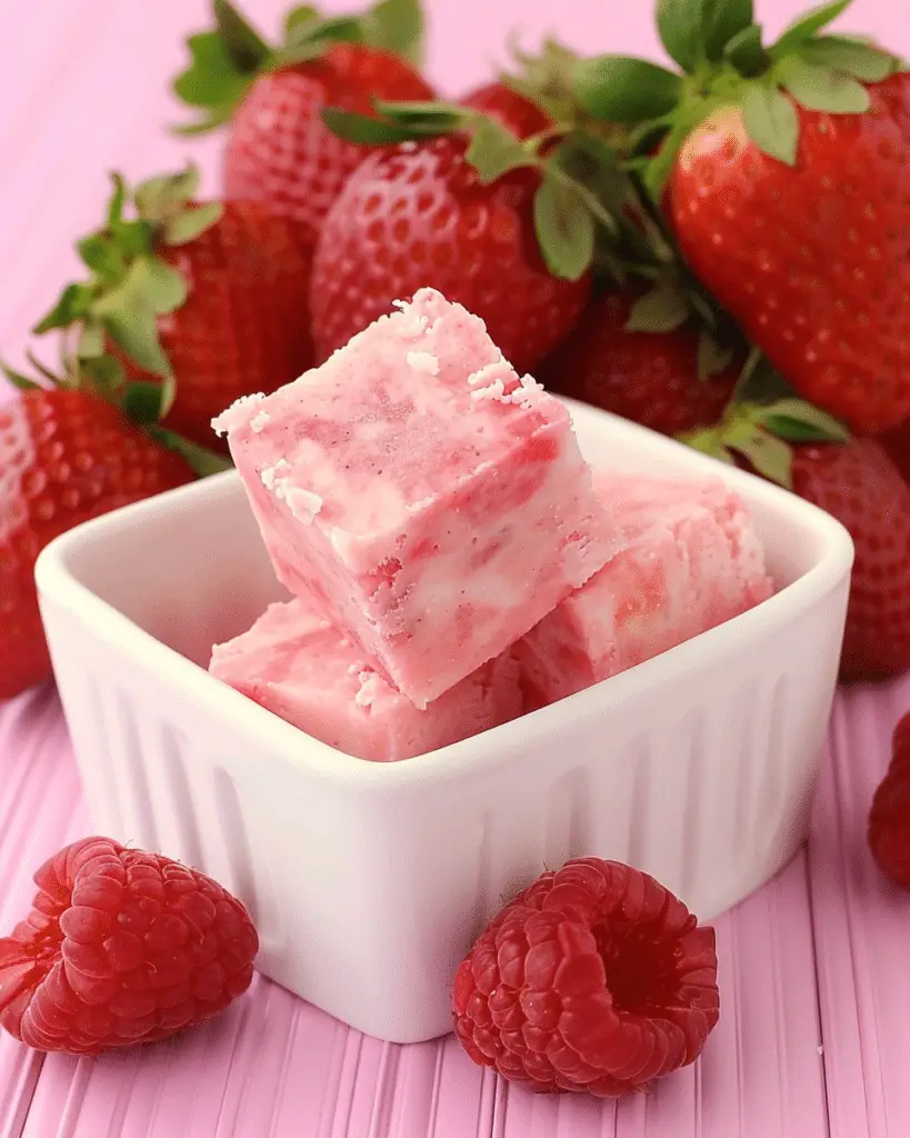 No-Bake Strawberry Swirl Fudge