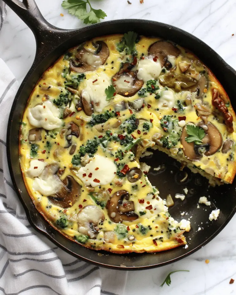 Italian Vegan Frittata with Chickpea Flour, Broccoli, and Tempeh