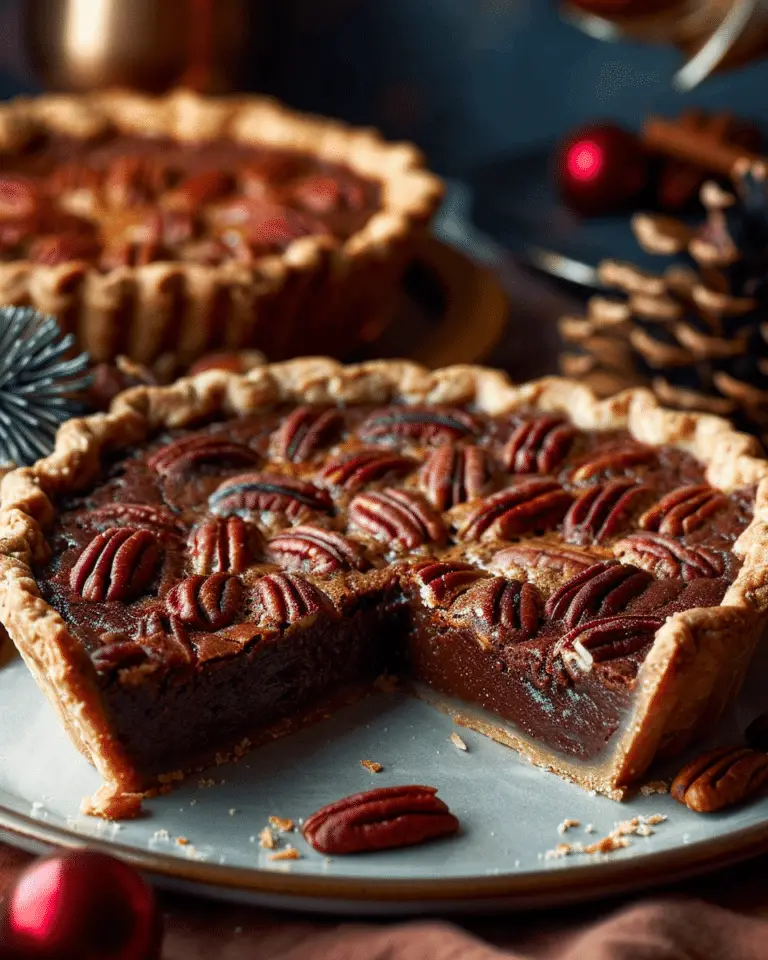 Pecan Fudge Chocolate Pie with Toasted Pecans