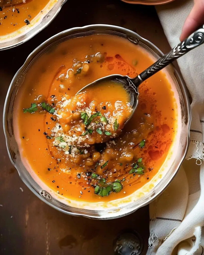 Buttered Tomato Soup with Lentils and Fennel