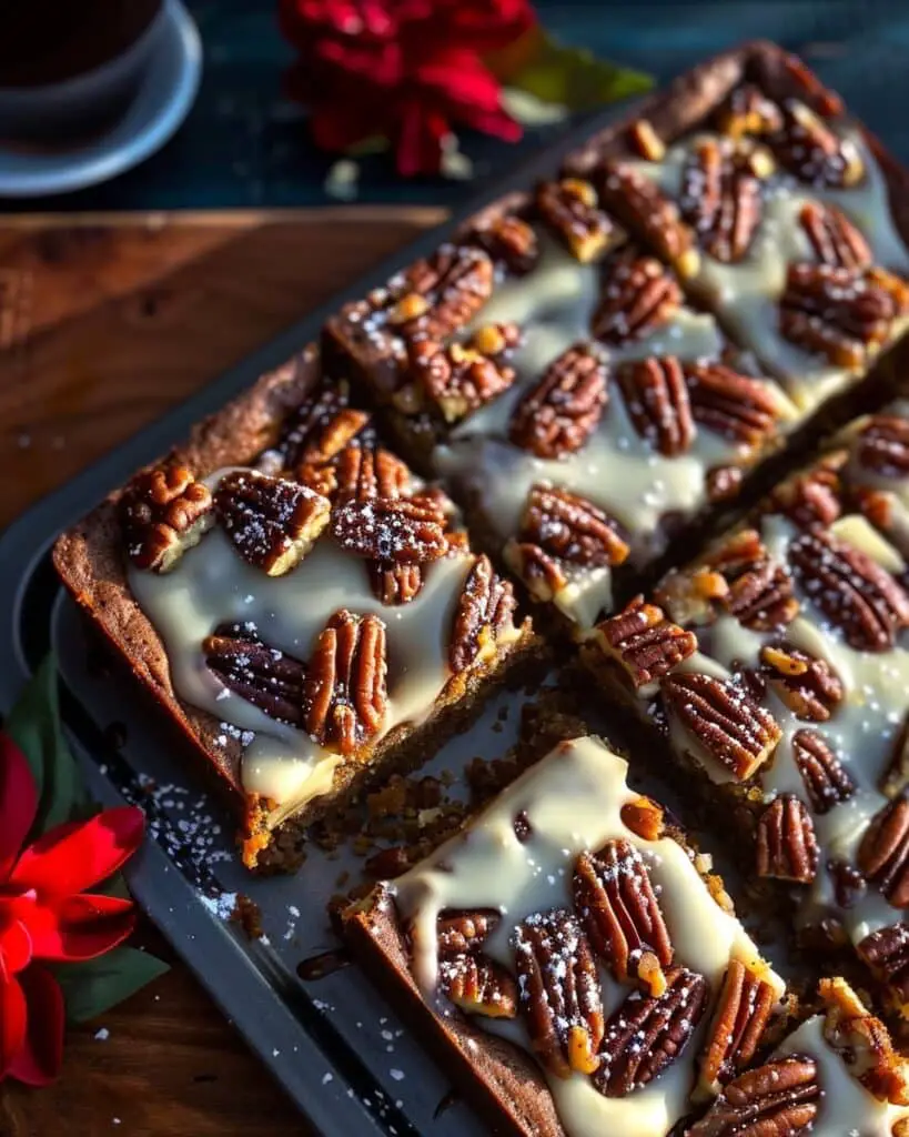 Brown Butter Pecan Praline Sheet Cake