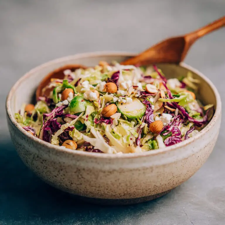 Brussels Sprout Salad with Hazelnuts and Feta