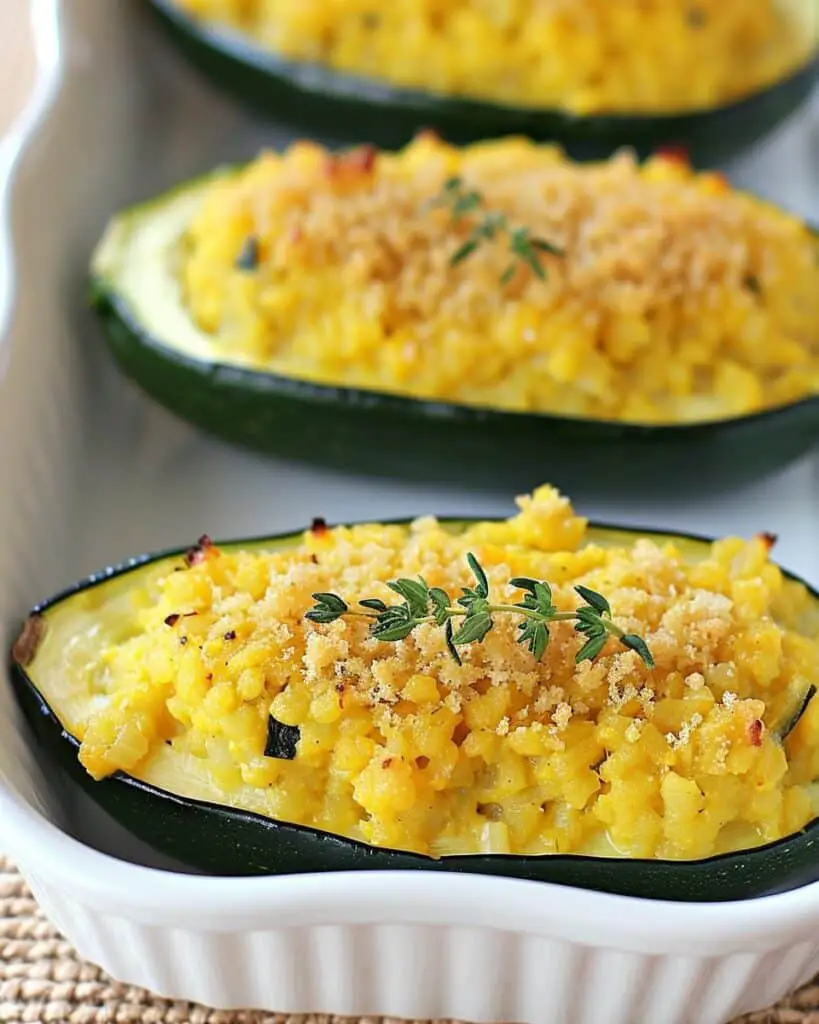 Bulgur & Spinach Stuffed Zucchini