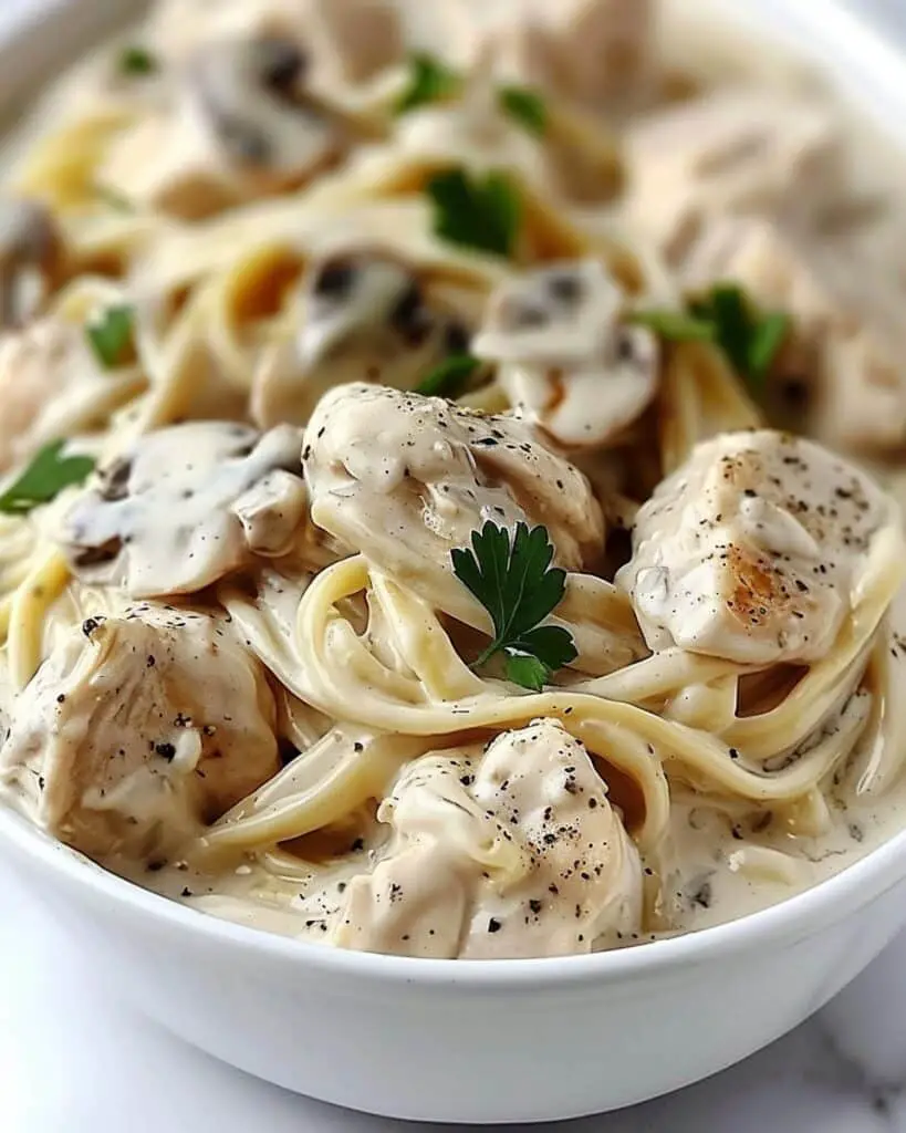 Crockpot Angel Chicken with Creamy Sauce and Pasta